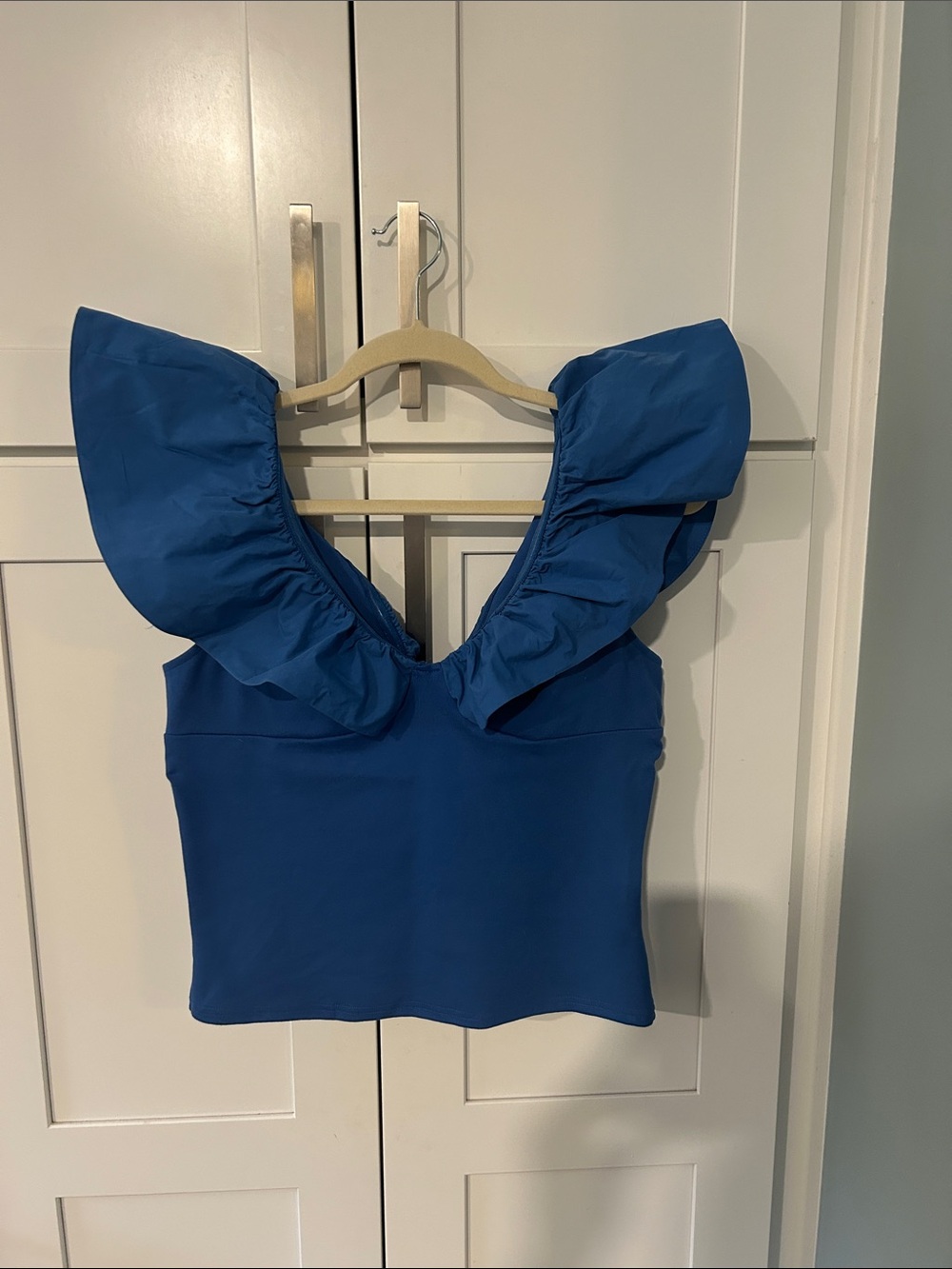 dolan Royal Blue Ruffle V-Neck Tank Top